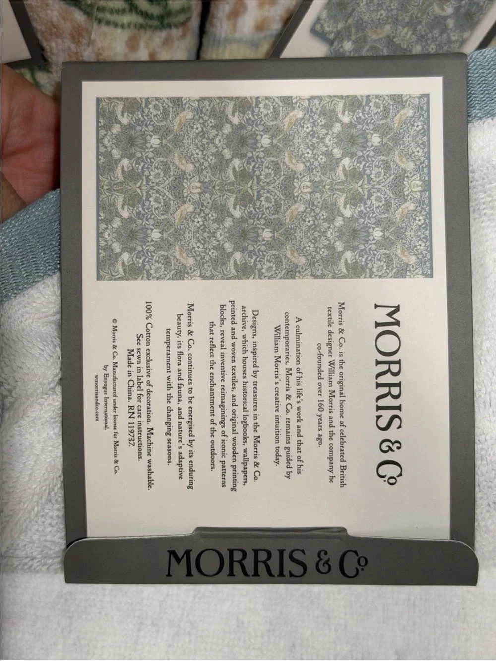 6pc Morris & Co. Velour Towel Set Strawberry Thief 2 Bath, 2 Hand, & 2 Tip - NWT